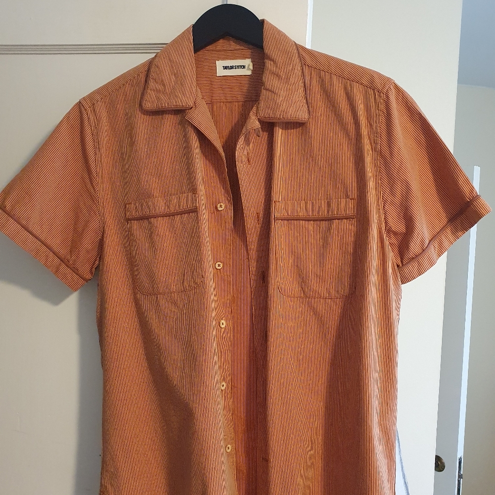 Orange Short Sleeve Button-Up Shirt